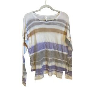 Marika Charles MA+CH Striped Long Sleeve Lightweight Sweater Top Size Medium
